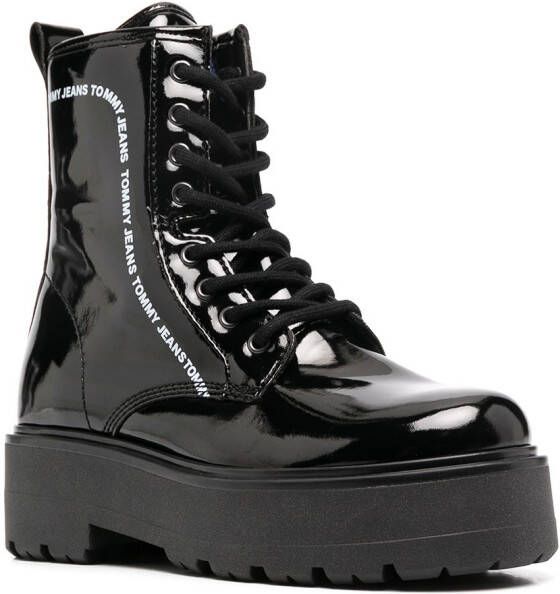 Tommy Jeans platform logo print boots Black