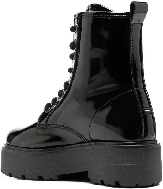 Tommy Jeans platform logo print boots Black