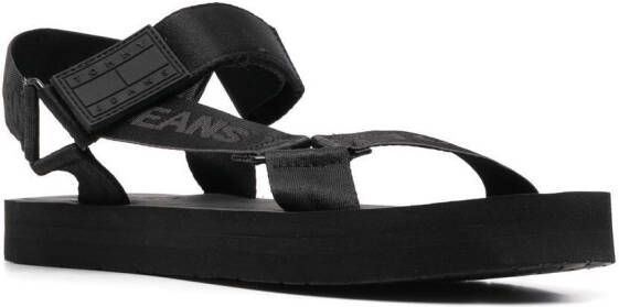 Tommy Jeans recycled logo-strap sandals Black