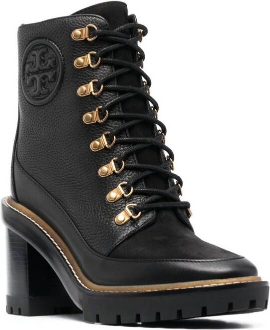 Tory Burch 100mm lace-up leather boots Black