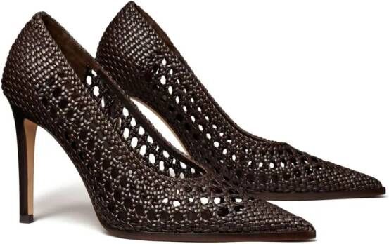 Tory Burch 100mm woven leather pumps Brown