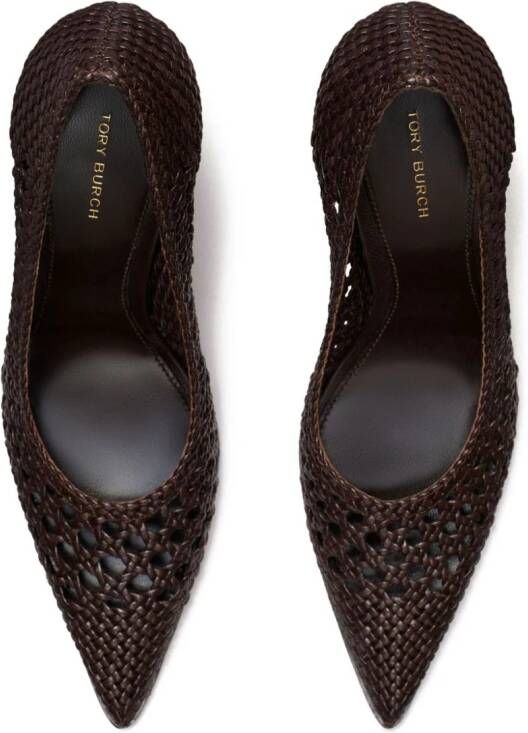 Tory Burch 100mm woven leather pumps Brown