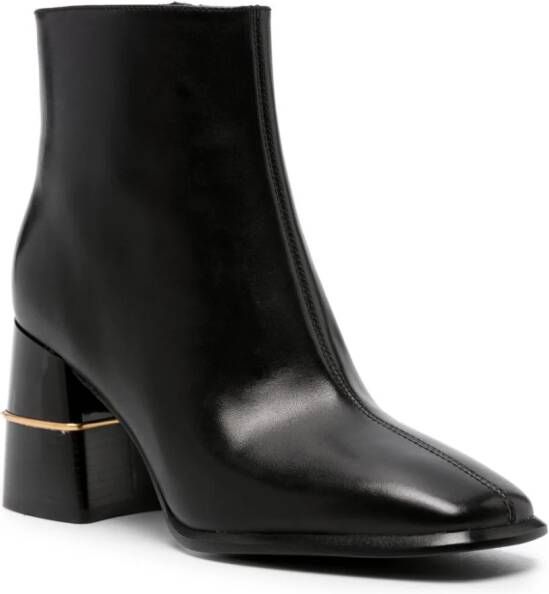 Tory Burch 80mm Double T-detail leather ankle boots Black