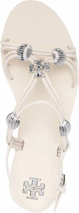 Tory Burch bead-detail strappy sandals White