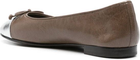 Tory Burch bow-detail leather ballerina shoes Brown