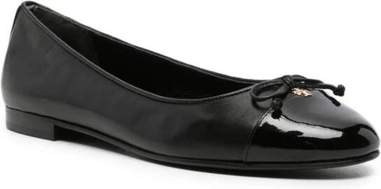 Tory Burch bow-detailing leather ballerina shoes Black