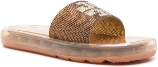 Tory Burch Bubble Jelly crystal-embellished slides Neutrals
