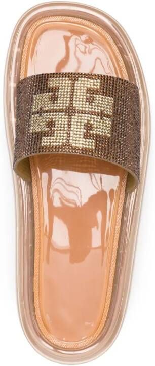 Tory Burch Bubble Jelly crystal-embellished slides Neutrals