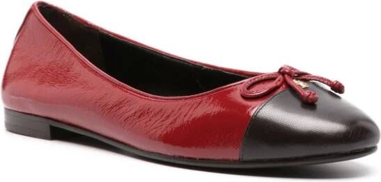 Tory Burch cap-toe leather ballerina shoes Red