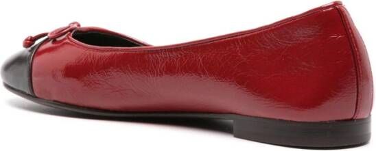 Tory Burch cap-toe leather ballerina shoes Red
