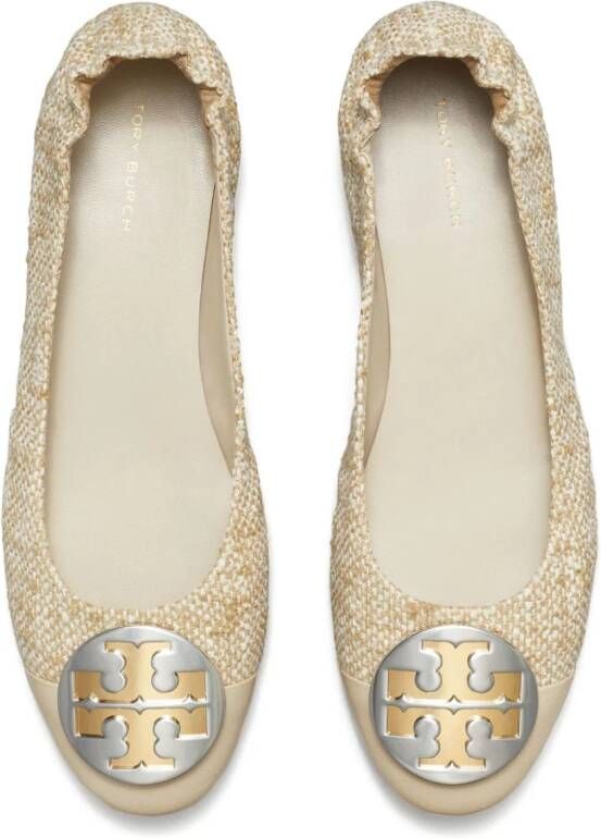 Tory Burch Claire cap-toe ballerina shoes Neutrals