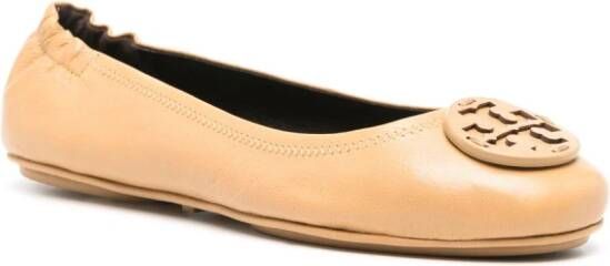 Tory Burch Claire leather ballerina shoes Brown