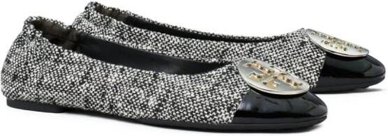 Tory Burch Claire tweed ballerina shoes Black