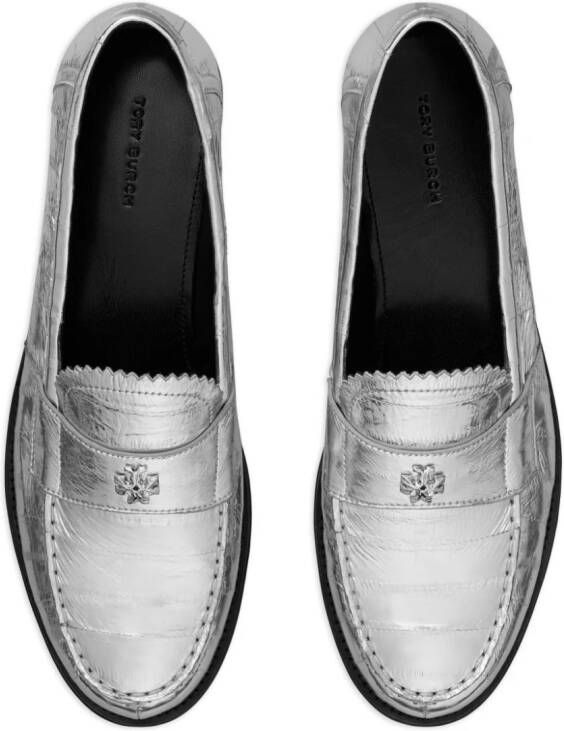 Tory Burch Classic metallic leather loafers Silver