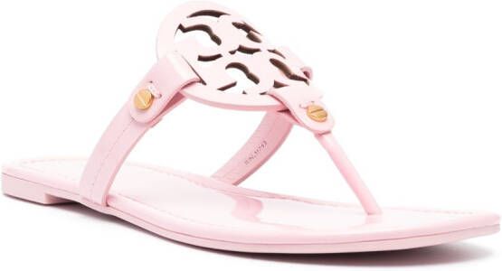 Tory Burch cut-out leather flip flops Pink