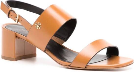 Tory Burch Double T 50mm leather sandals Brown