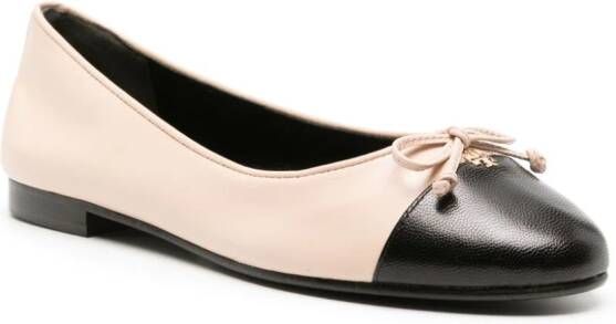Tory Burch Double-T leather ballerina shoes Neutrals
