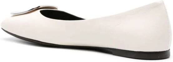 Tory Burch Double-T leather ballerina shoes White
