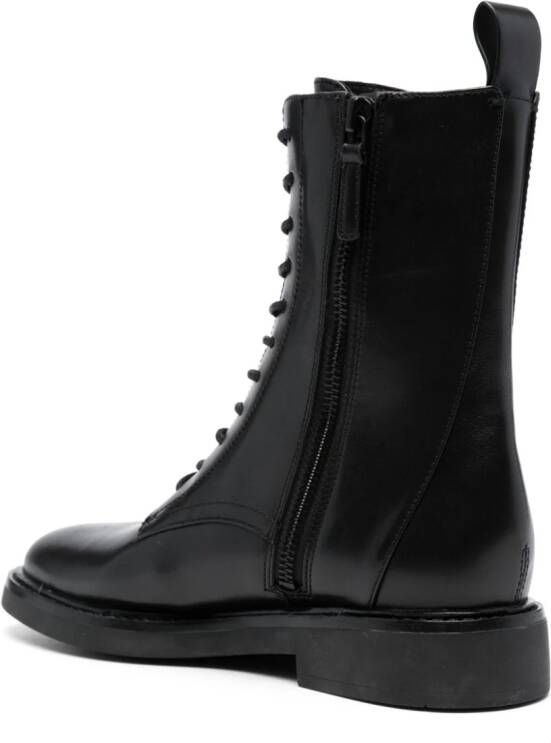 Tory Burch Double T leather combat boots Black