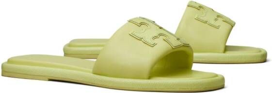 Tory Burch Double T leather slides Green