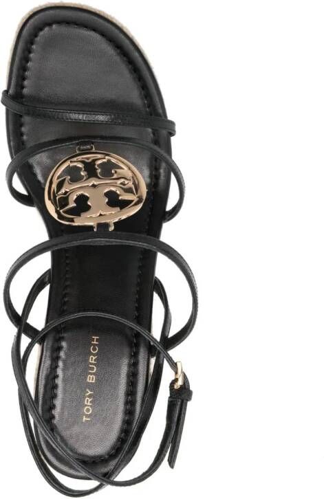 Tory Burch Double T-motif leather sandals Black