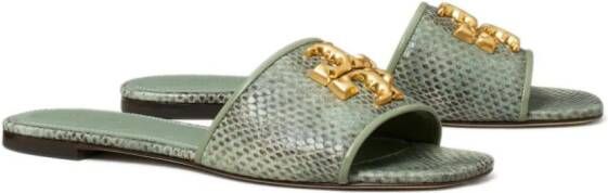 Tory Burch Eleanor Double T slides Green