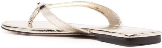 Tory Burch flat leather flip-flops Gold
