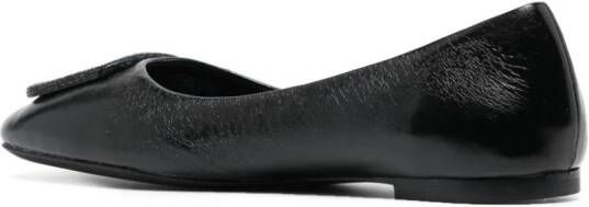 Tory Burch Gerogia Pavé leather ballerina shoes Black