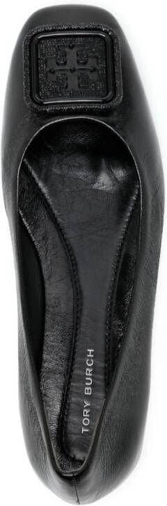 Tory Burch Gerogia Pavé leather ballerina shoes Black
