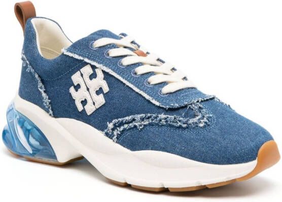 Tory Burch Good Luck distressed-finish denim sneakers Blue
