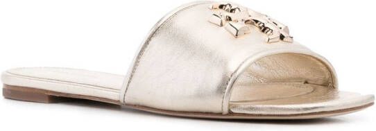 Tory Burch Ines logo-plaque metallic sandals Gold