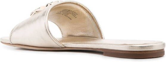 Tory Burch Ines logo-plaque metallic sandals Gold