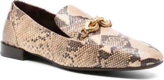 Tory Burch Jessa snakeskin leather loafers Brown
