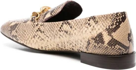 Tory Burch Jessa snakeskin leather loafers Brown