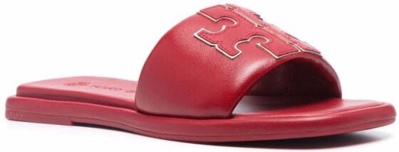 Tory Burch leather slip-on sandals Red