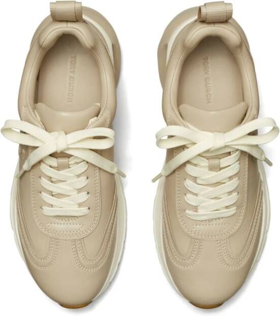 Tory Burch logo-embossed leather sneakers Neutrals