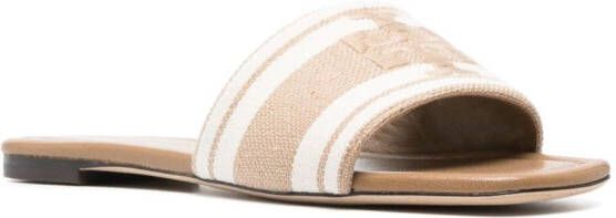 Tory Burch logo-embroidered open-toe slides Neutrals