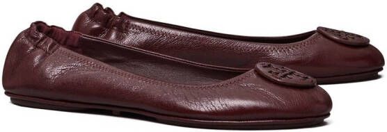 Tory Burch logo-patch detail ballerina shoes Red