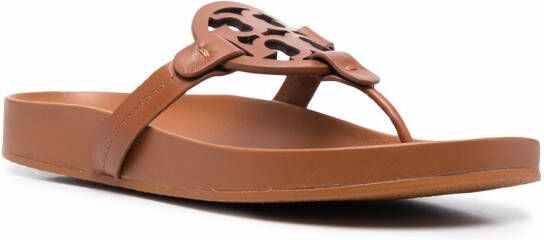 Tory Burch logo-patch sandals Brown