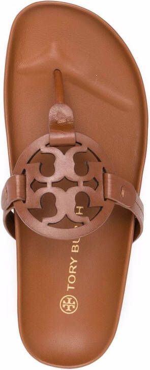 Tory Burch logo-patch sandals Brown