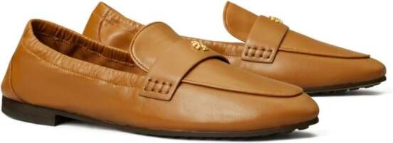 Tory Burch logo-plaque leather loafers Brown