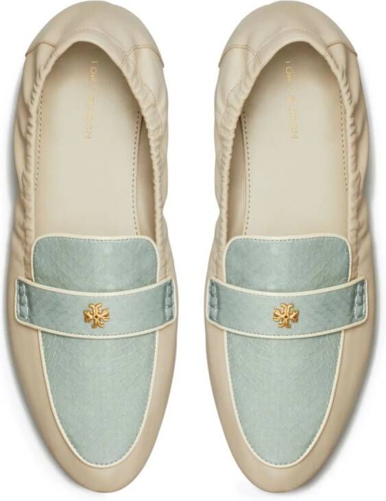 Tory Burch logo-plaque leather loafers Neutrals