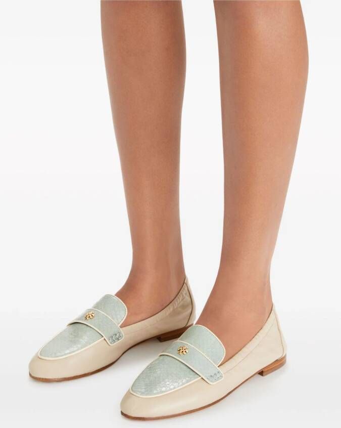Tory Burch logo-plaque leather loafers Neutrals