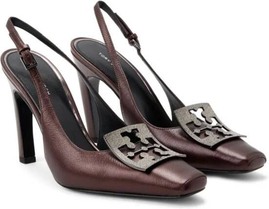Tory Burch logo-plaque leather pumps Brown