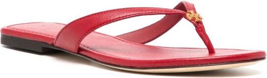 Tory Burch logo-plaque leather slides Red