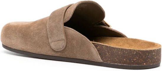 Tory Burch logo-plaque suede mules Brown