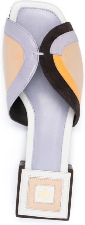 Tory Burch Marquetry colour-block leather mules Neutrals