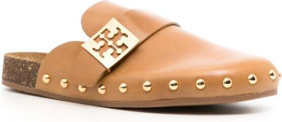 Tory Burch Mellow logo-plaque leather mules Brown