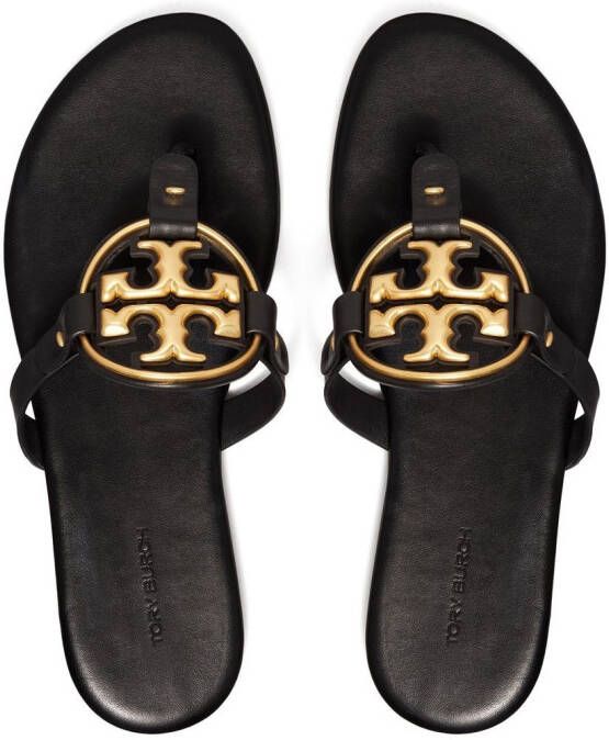 Tory Burch logo-plaque leather sandals Black