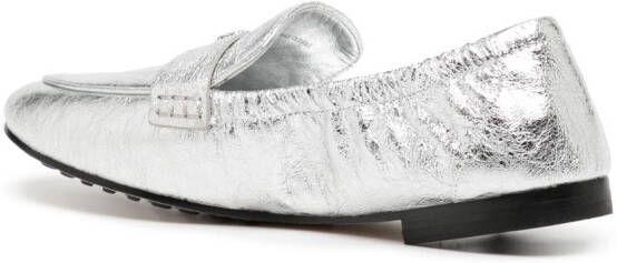 Tory Burch metallic leather ballet loafers Silver